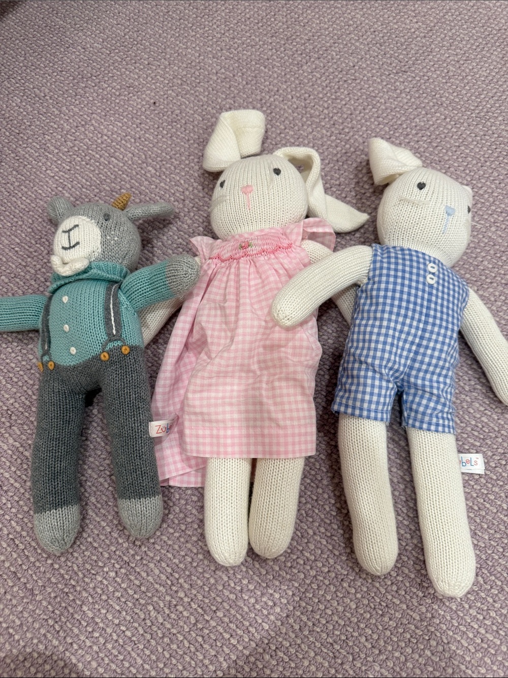 Pink Gingham Bunny Plush Dress Stuffed Animal - Ze...